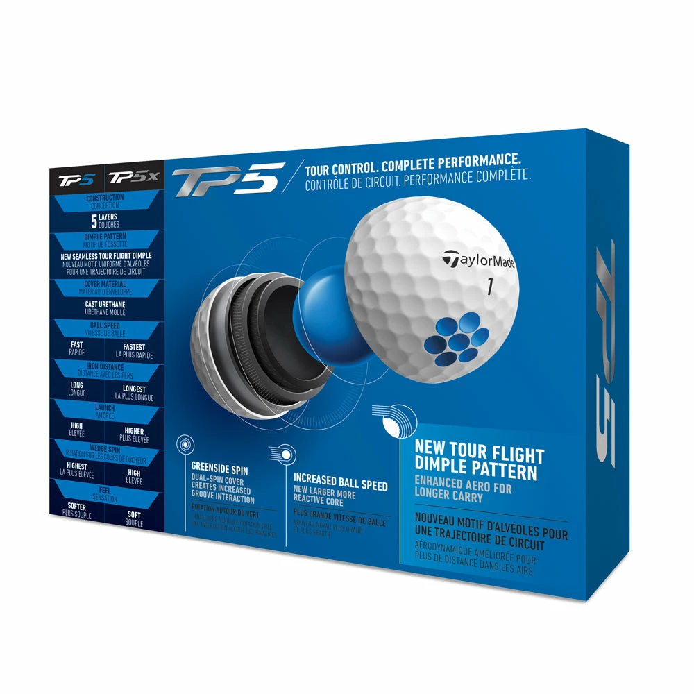 TaylorMade TP5 White Golf Balls 5 TaylorMade TP5 White Golf Balls - Image 3